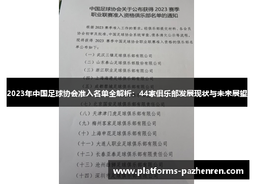 2023年中国足球协会准入名单全解析:44家俱乐部发展现状与未来展望 2023年中国足球协会准入名单全解析:44家俱乐部发展现状与未来展望