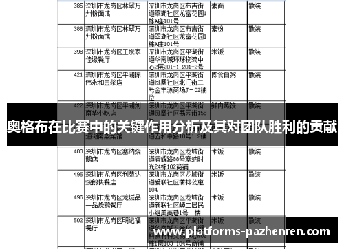奥格布在比赛中的关键作用分析及其对团队胜利的贡献